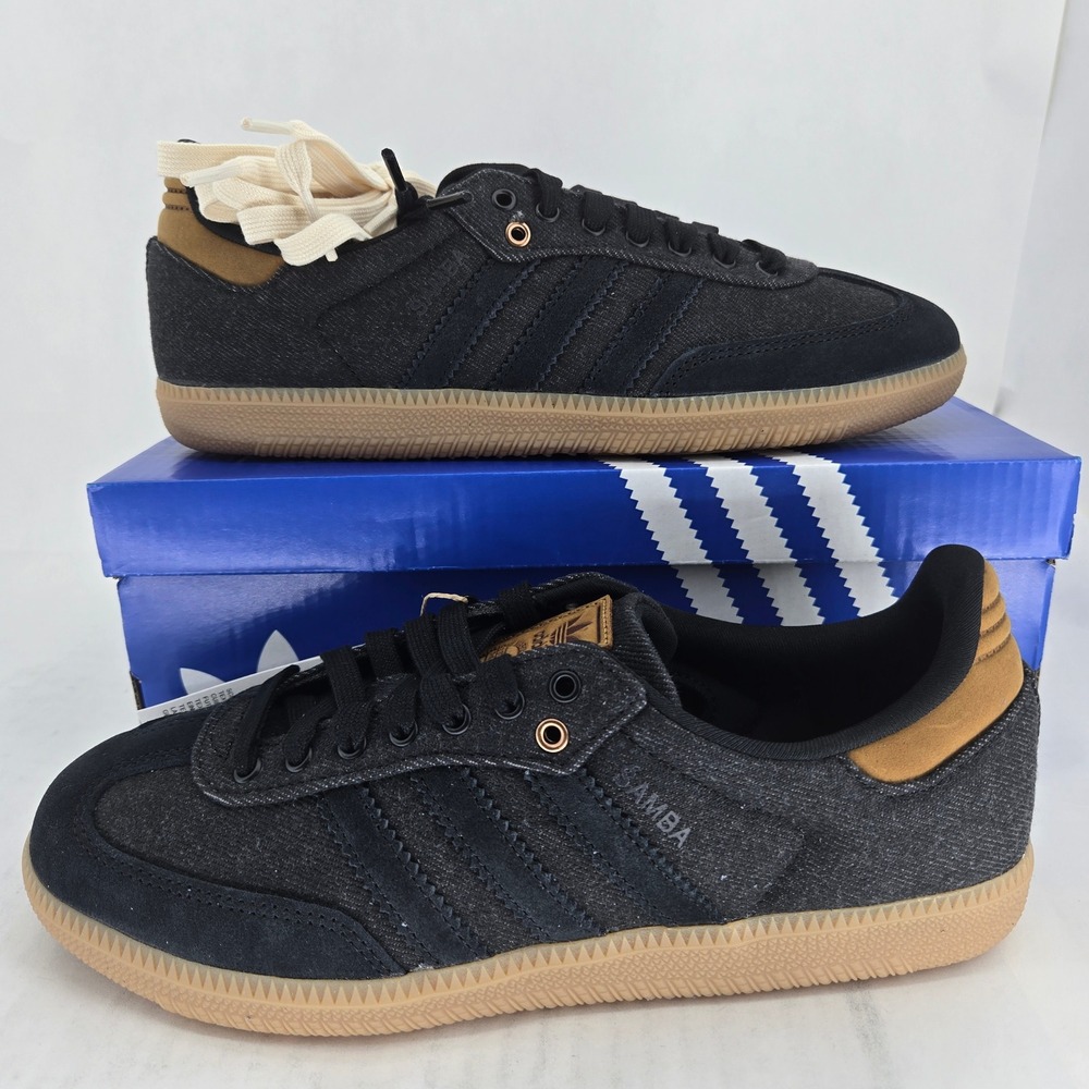 Adidas Samba OG Black Denim Suede Gum Sole Sneakers IH6817 Mens 6.5 Women 7.5 - Picture 3 of 14